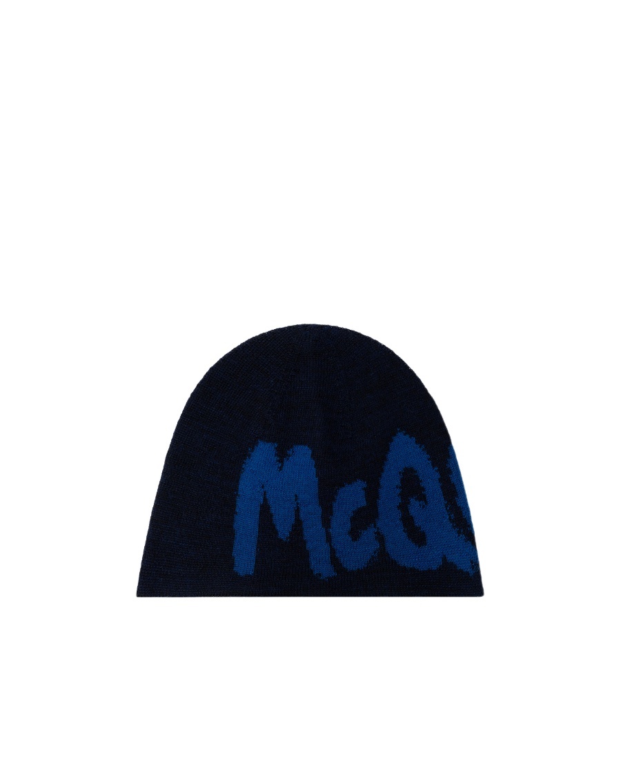 Alexander Mcqueen Intarsia-knit Logo Beanie In Gray