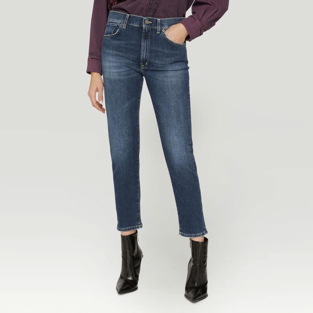 Dondup Slim Fit Cropped Jeans In Blue
