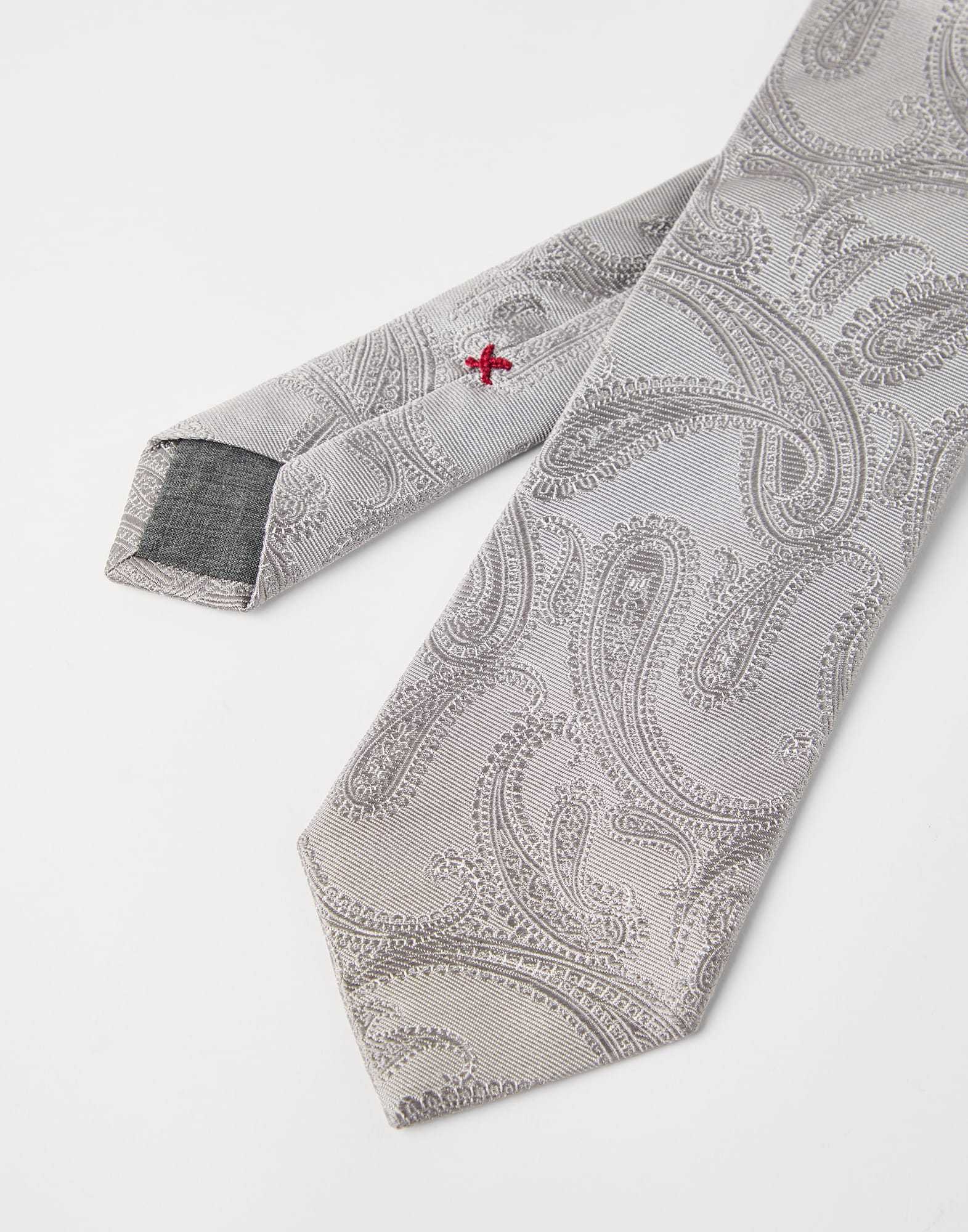 Brunello Cucinelli Silk Tie With Pattern In Gray