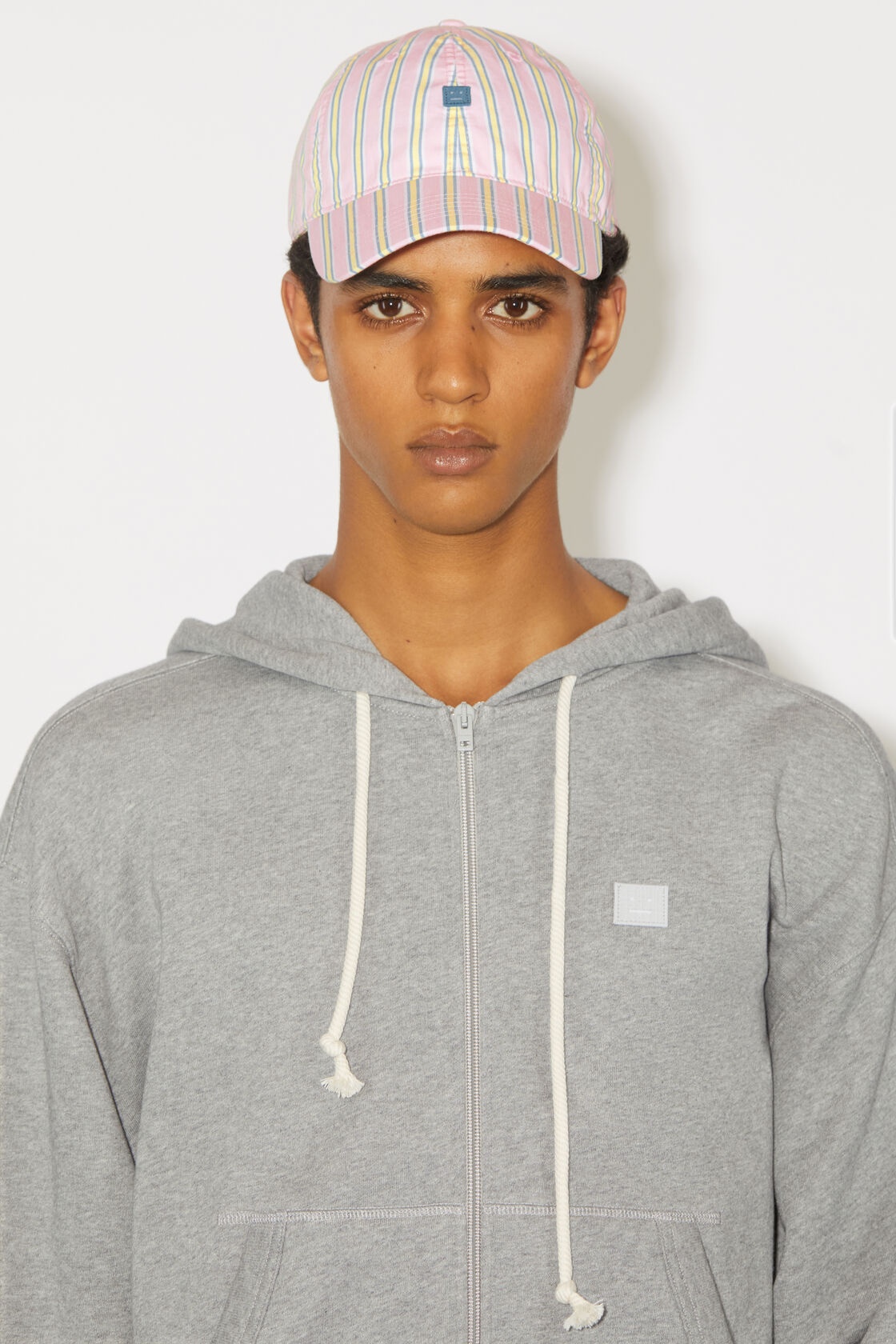 Shop Acne Studios Logo-appliqué Striped Baseball Cap In Pink