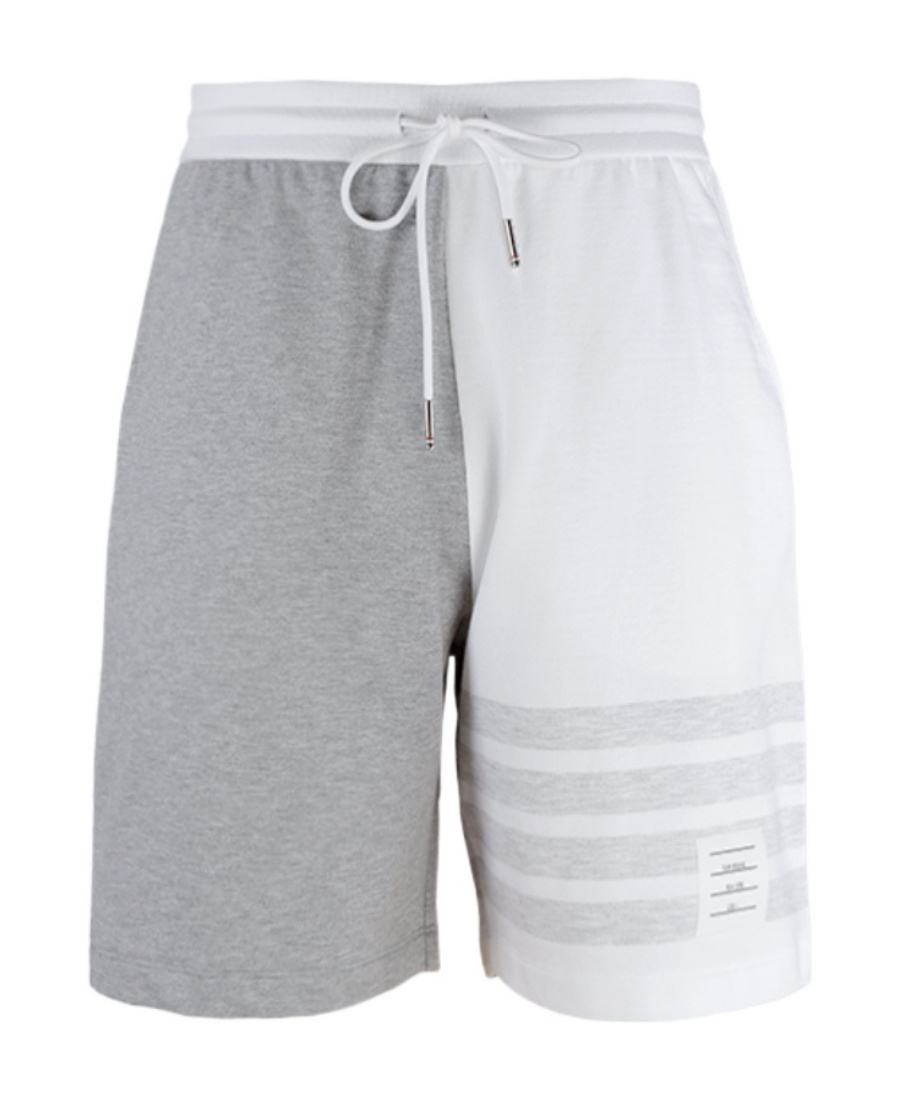 Thom Browne Panelled Cotton Track Shorts In Gray
