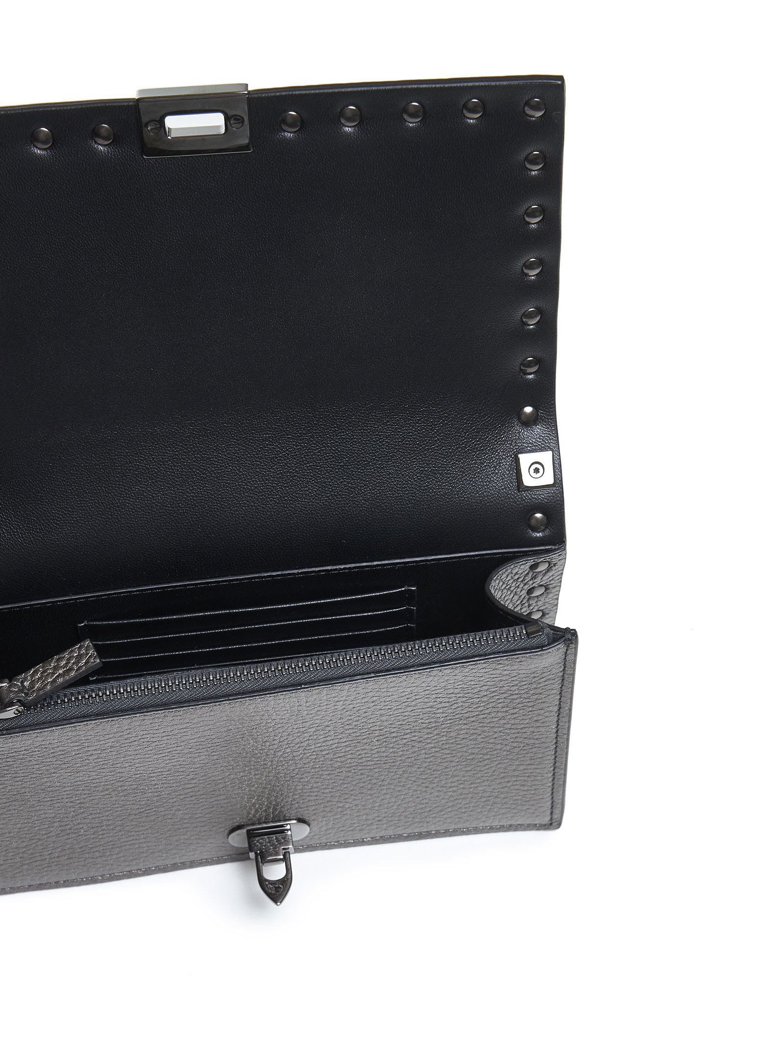 Shop Valentino Rockstud Crossbody Bag In Gray
