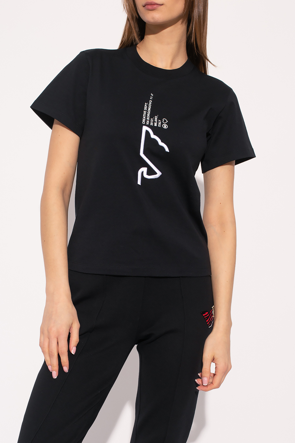 EMPORIO ARMANI GRAPHIC-EMBROIDERY LOGO-PRINT T-SHIRT