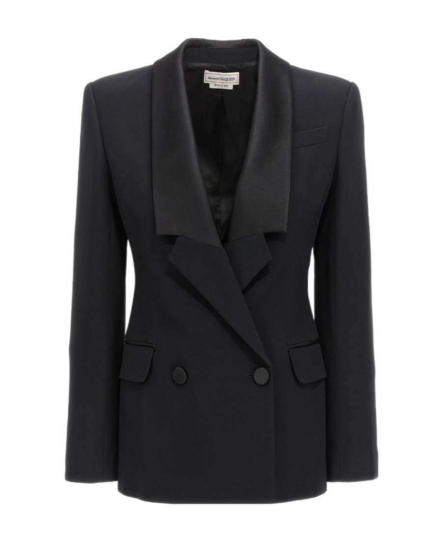 Alexander Mcqueen Wool Blazer With Structured Shoulders And