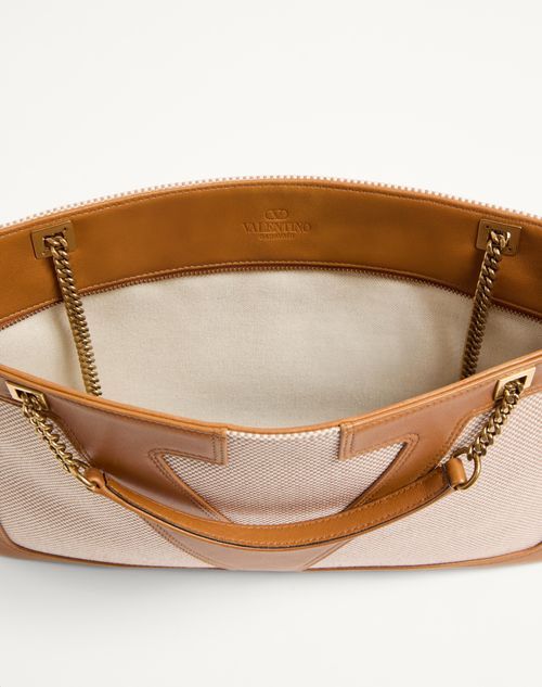 Valentino Medium Canvas And Leather Viva Superstar Tote Bag In Nude