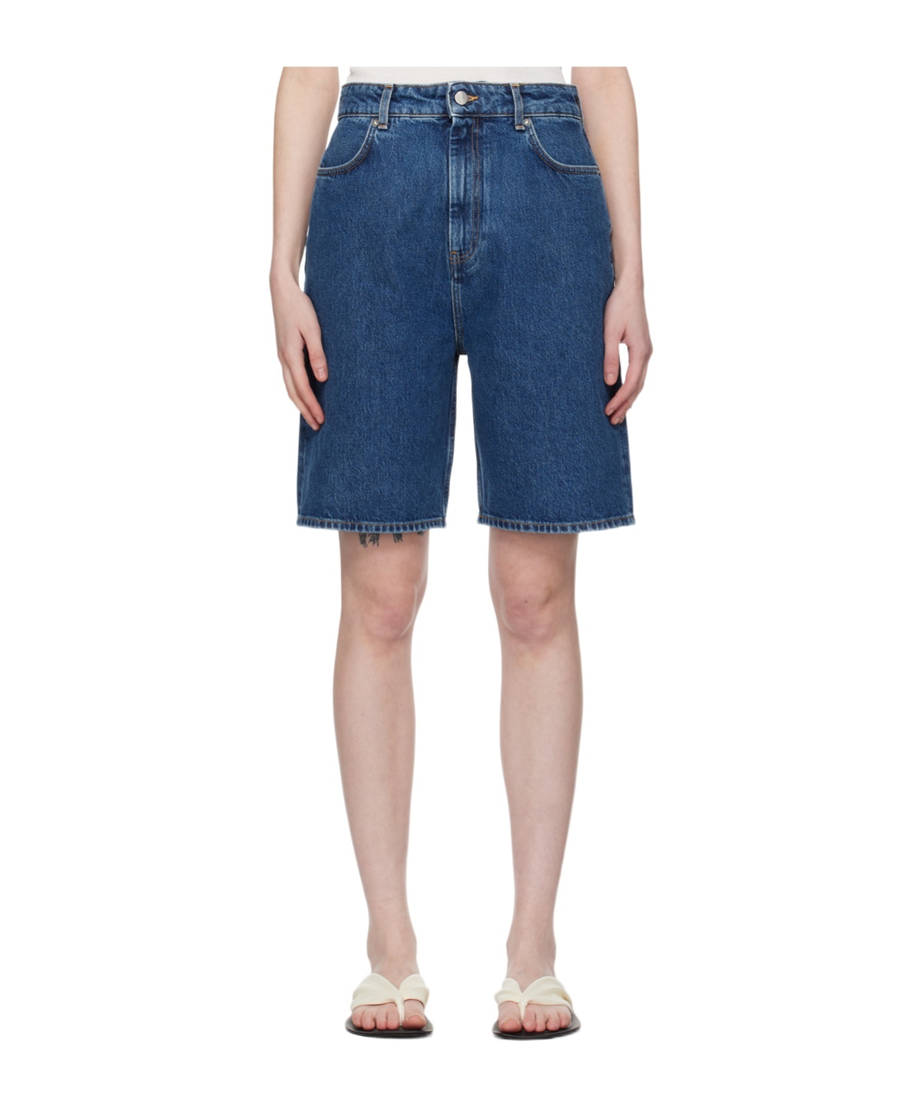 LOULOU STUDIO BELT RING DENIM SHORTS