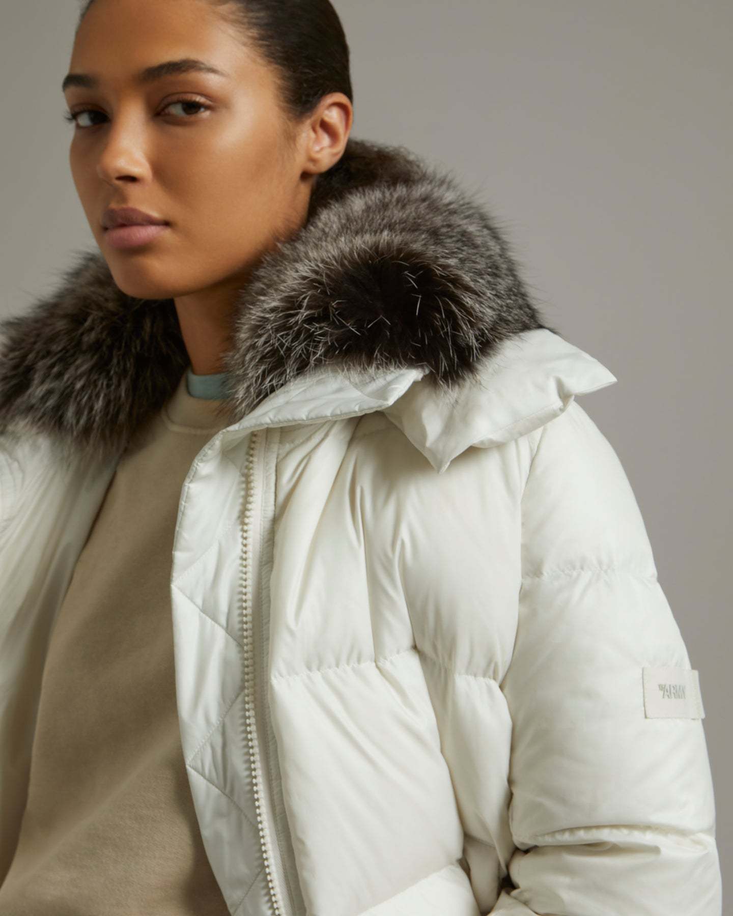 Yves Salomon A-shaped Waterproof Down Jacket In White