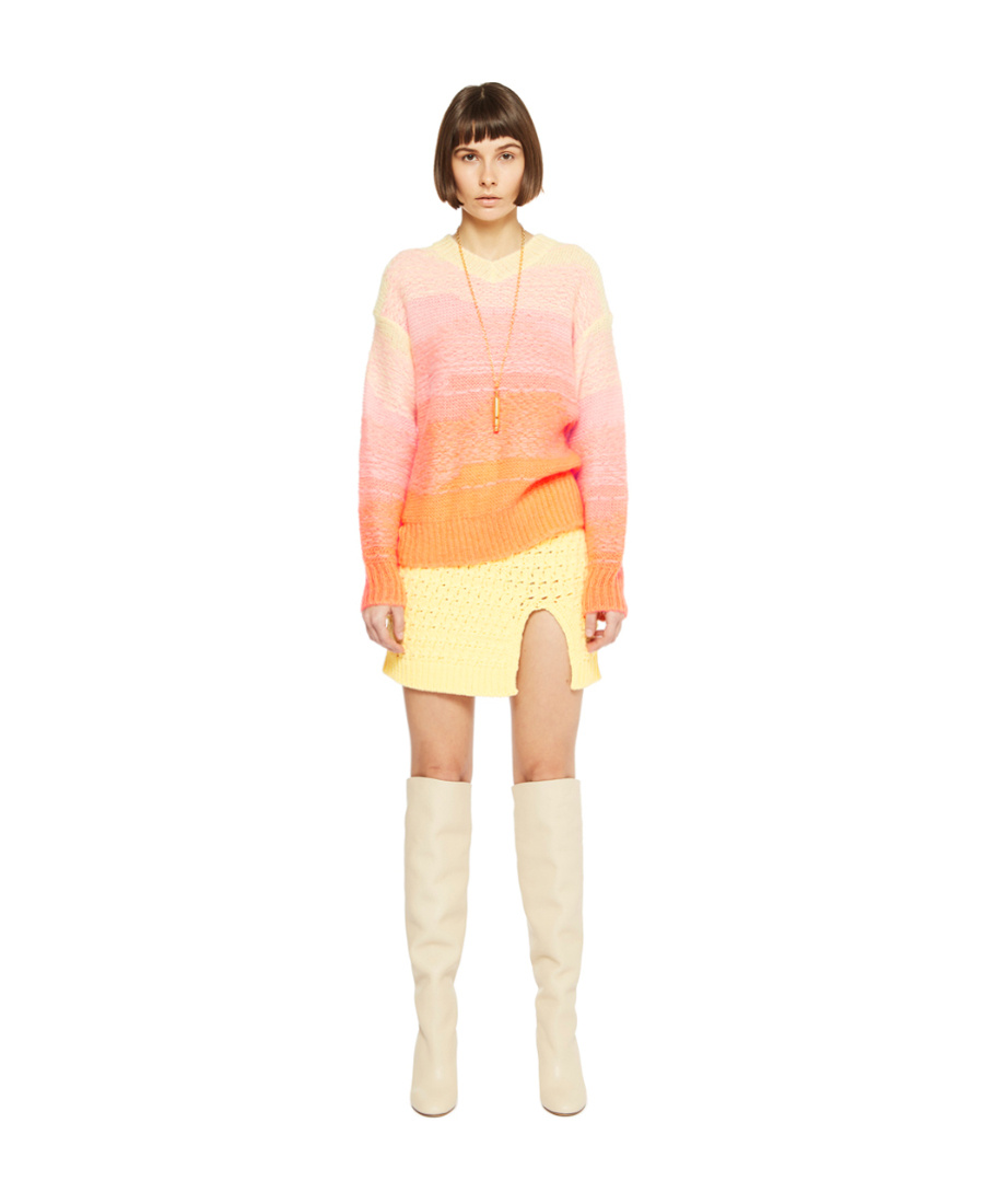 Bottega Veneta High-waisted Knitted Skirt In Nude