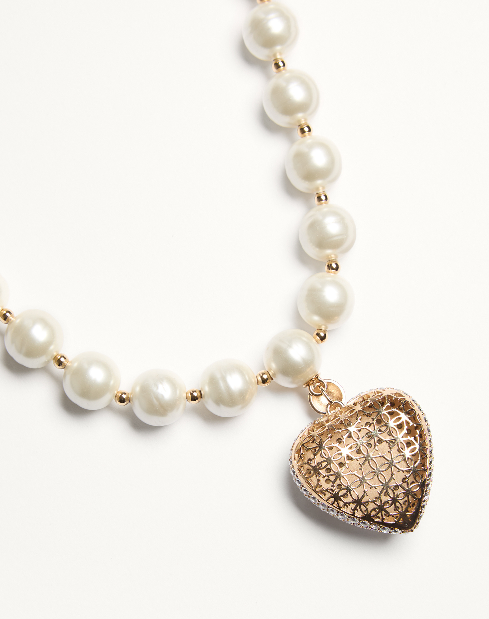 VALENTINO GARAVANI COEUR ROYAL NECKLACE IN METAL, ENAMEL, PEARLS AND SWAROVSKI CRYSTALS