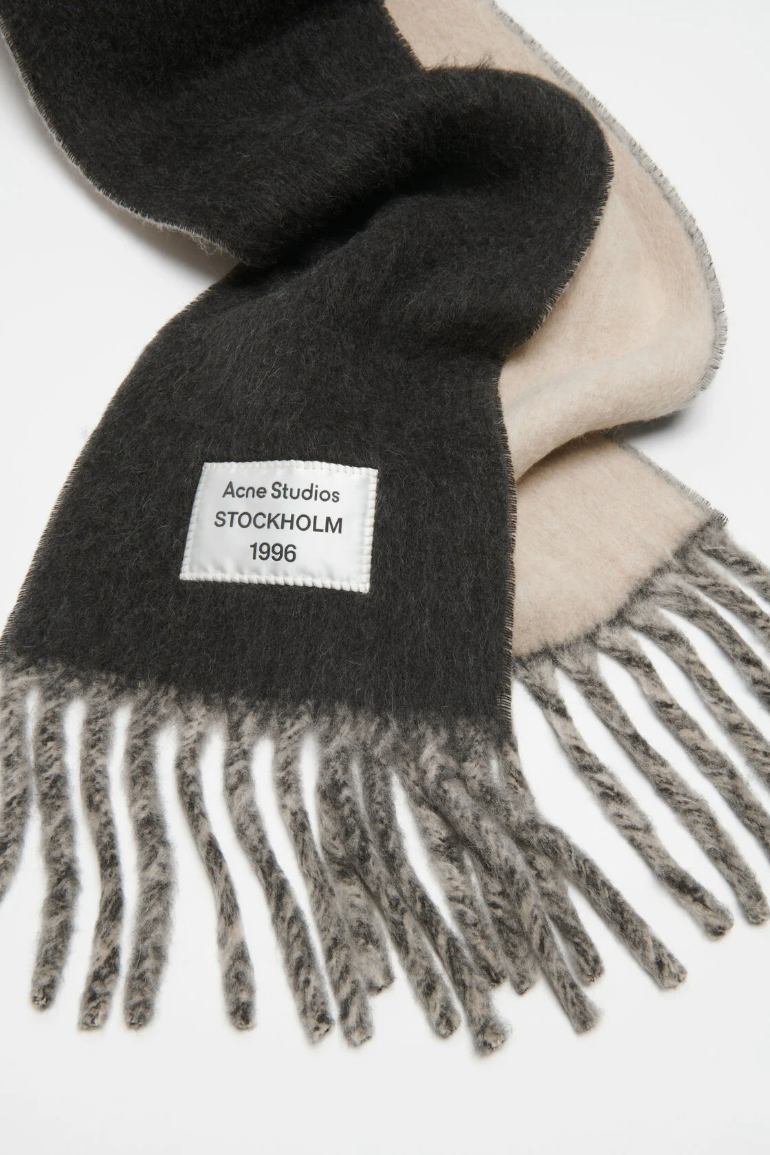 Acne Studios Fringed Scarf In Gray
