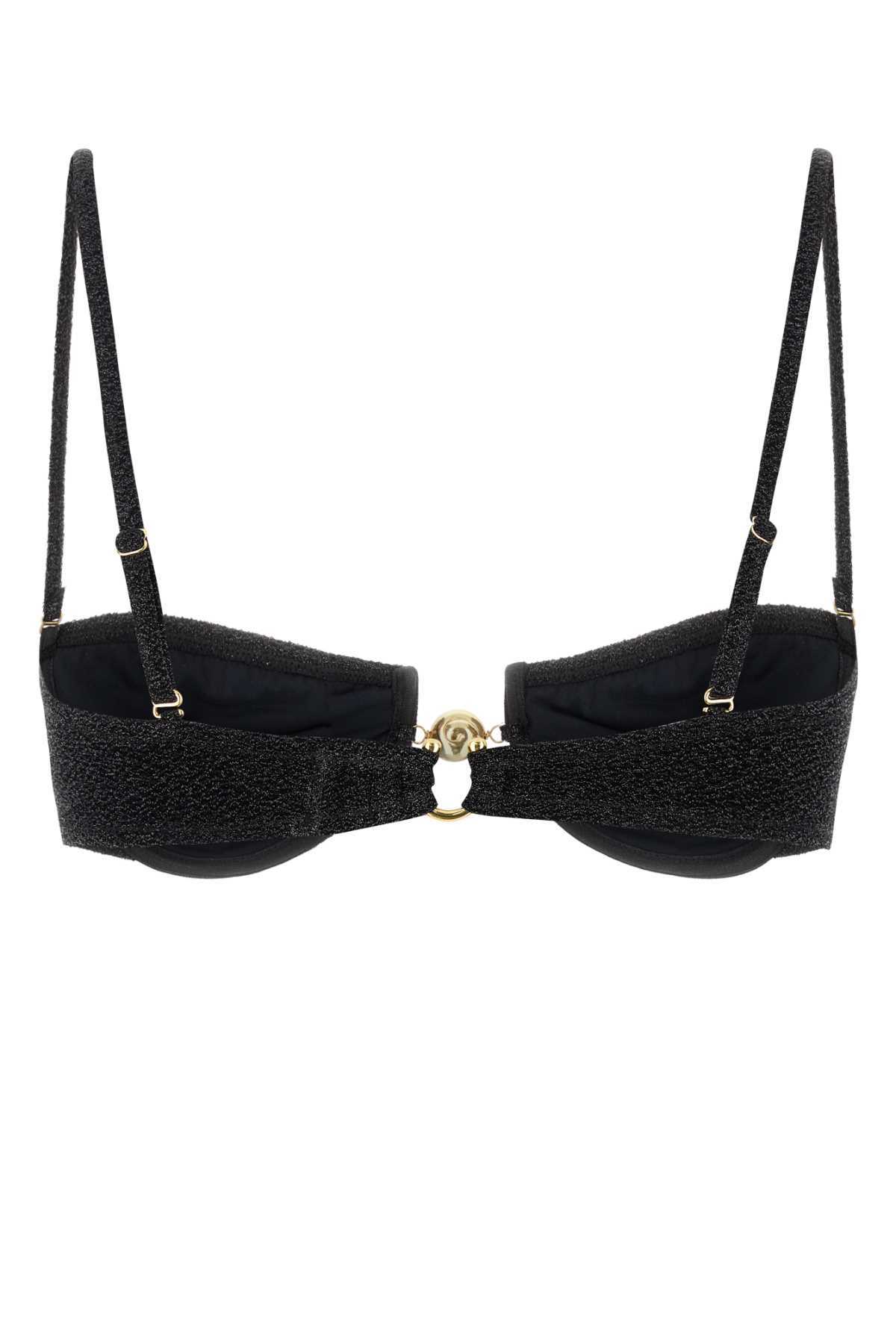 Reina Olga Black Stretch Nylon Hommond Bikini Top In Black