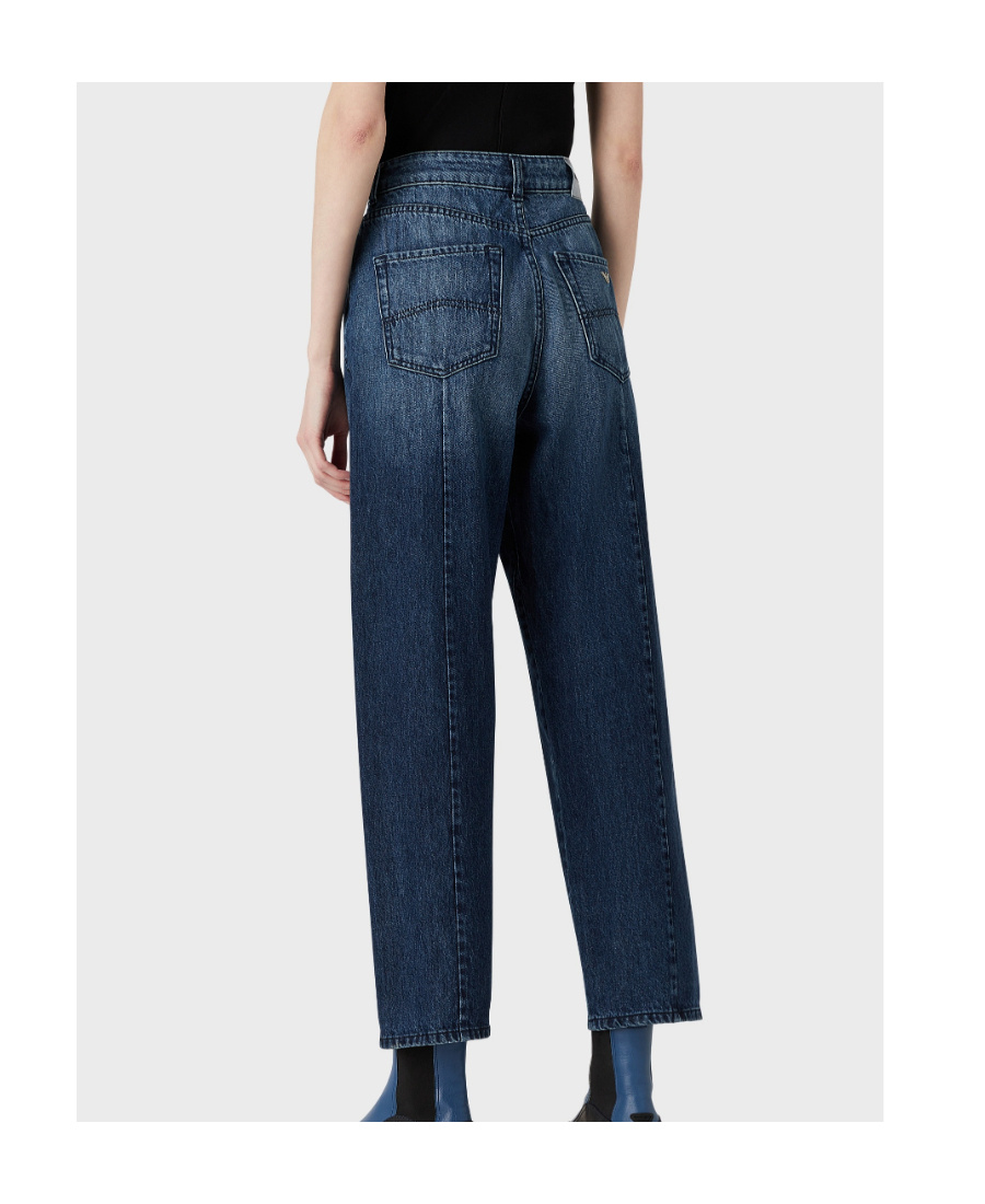 Shop Emporio Armani Wide-leg Cropped Denim Culottes In Blue