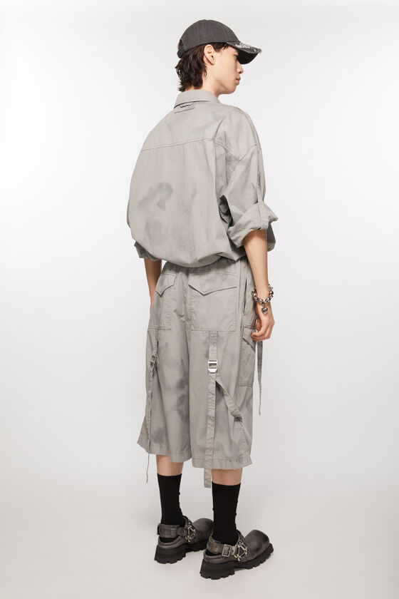 Acne Studios Elastic Belt Work Shorts In Gray