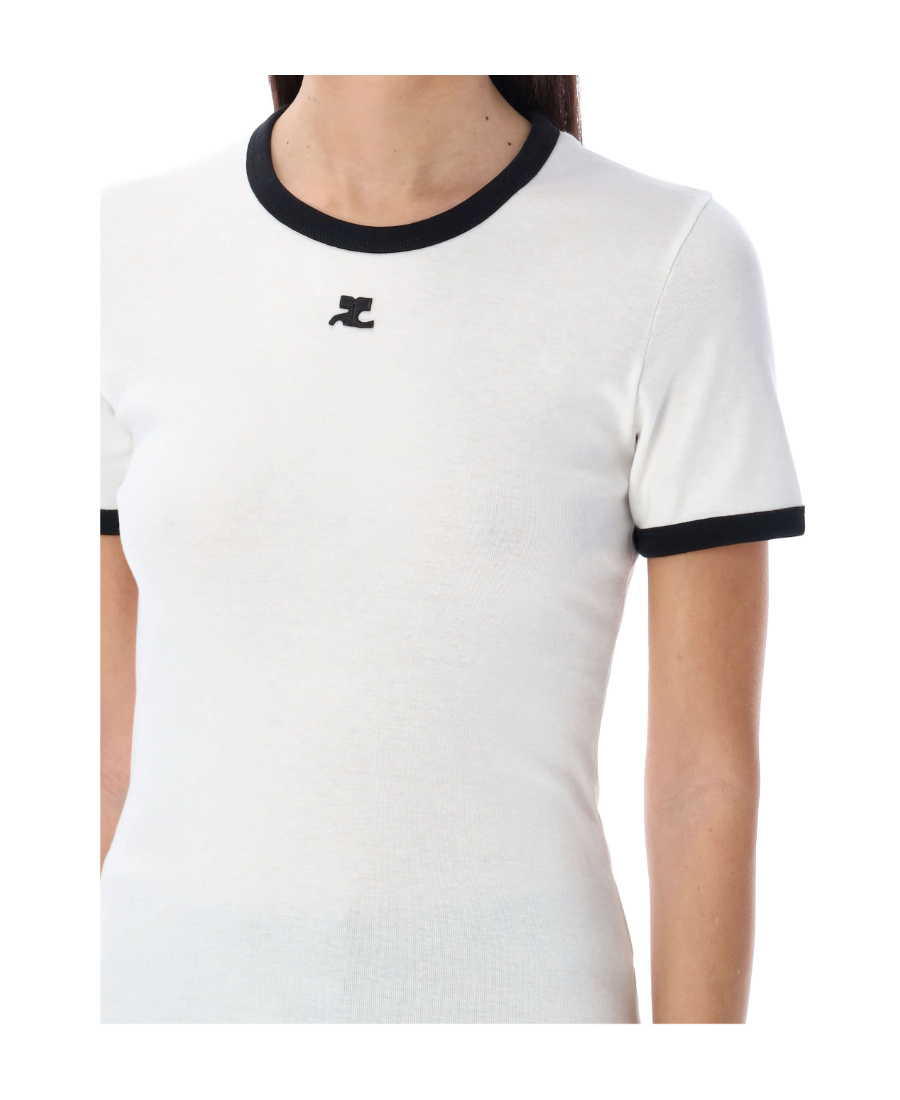 Courrèges Short-sleeved T-shirt With Contrasting Trim In White