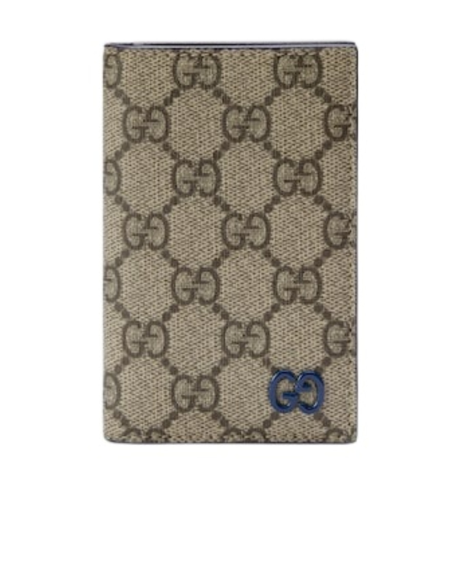 Gucci Gg Logo Plaque Monogrammed Cardholder In Nude