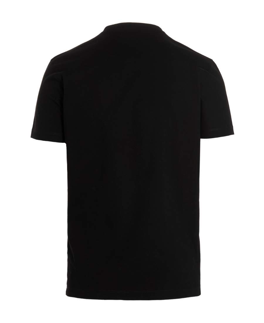 Dsquared2 Black Cotton T-shirt With Logo Print D-squared2 Man In Black