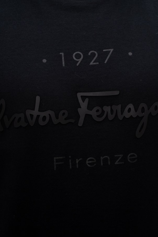 Ferragamo Logo Printed T-shirt In Black