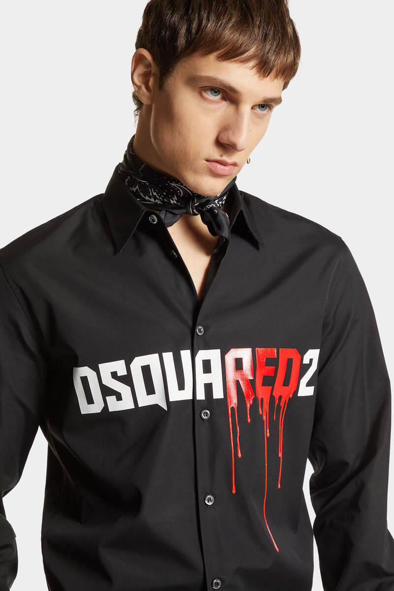 Dsquared2 Logo-print Cotton Shirt In Black