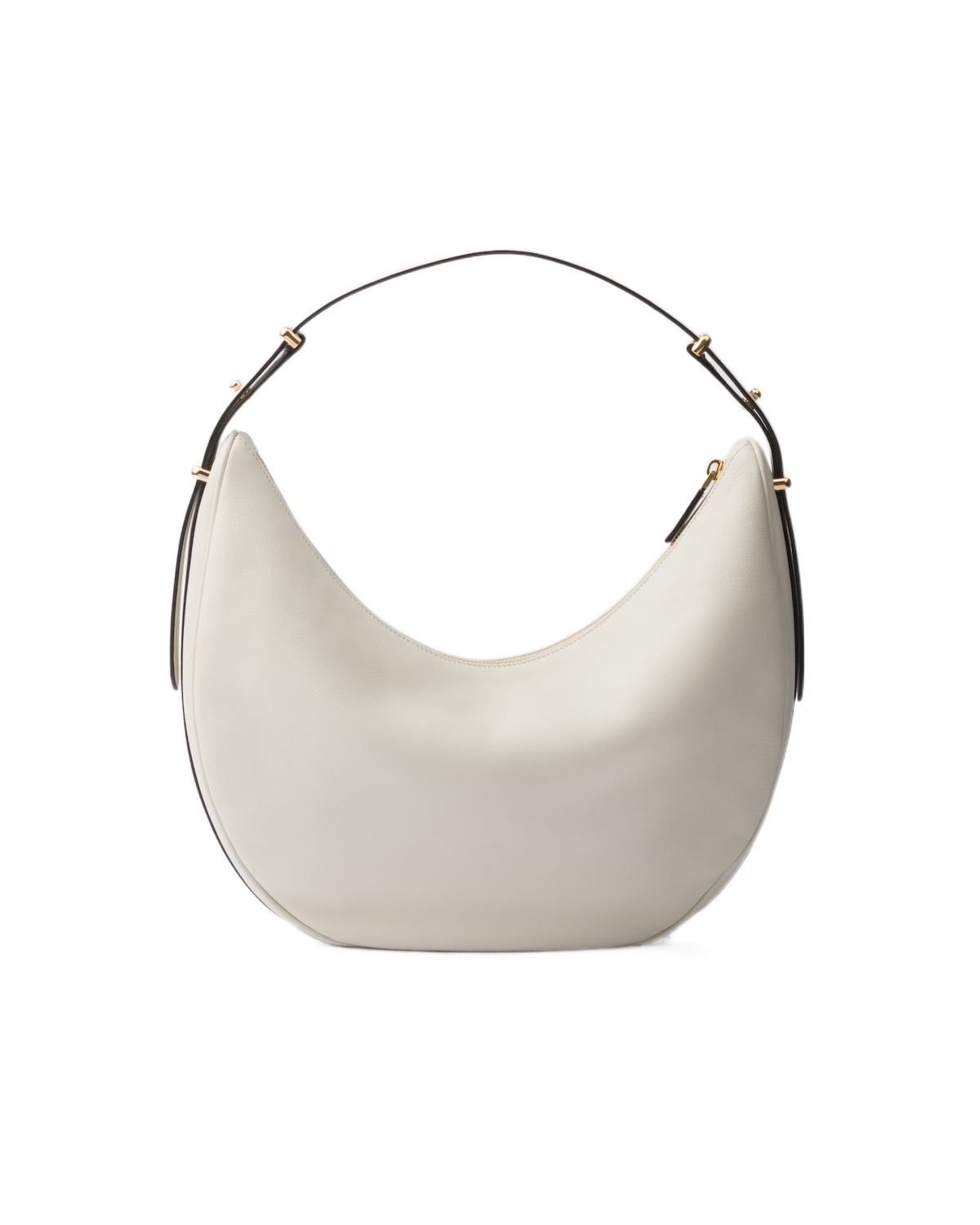 Prada Large Arqué Leather Shoulder Bag In White
