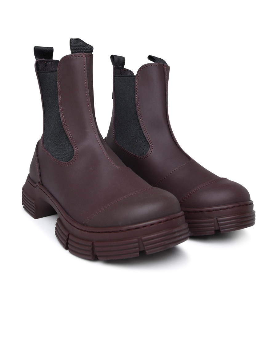 Ganni Recycled Rubber Heeled City Boot In Black