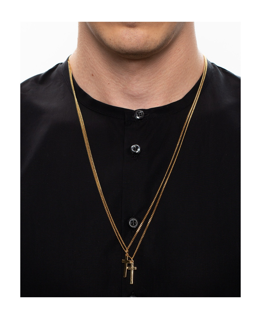 Dsquared2 Double Cross Pendant Necklace In Yellow