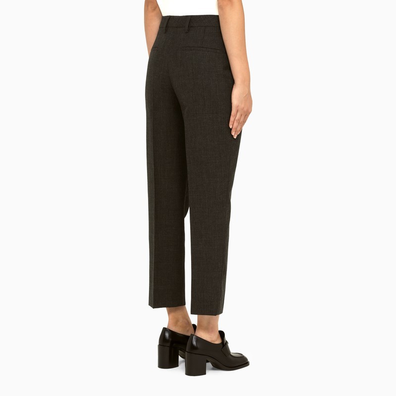 Prada Grey Wool Cropped Trousers In Gray