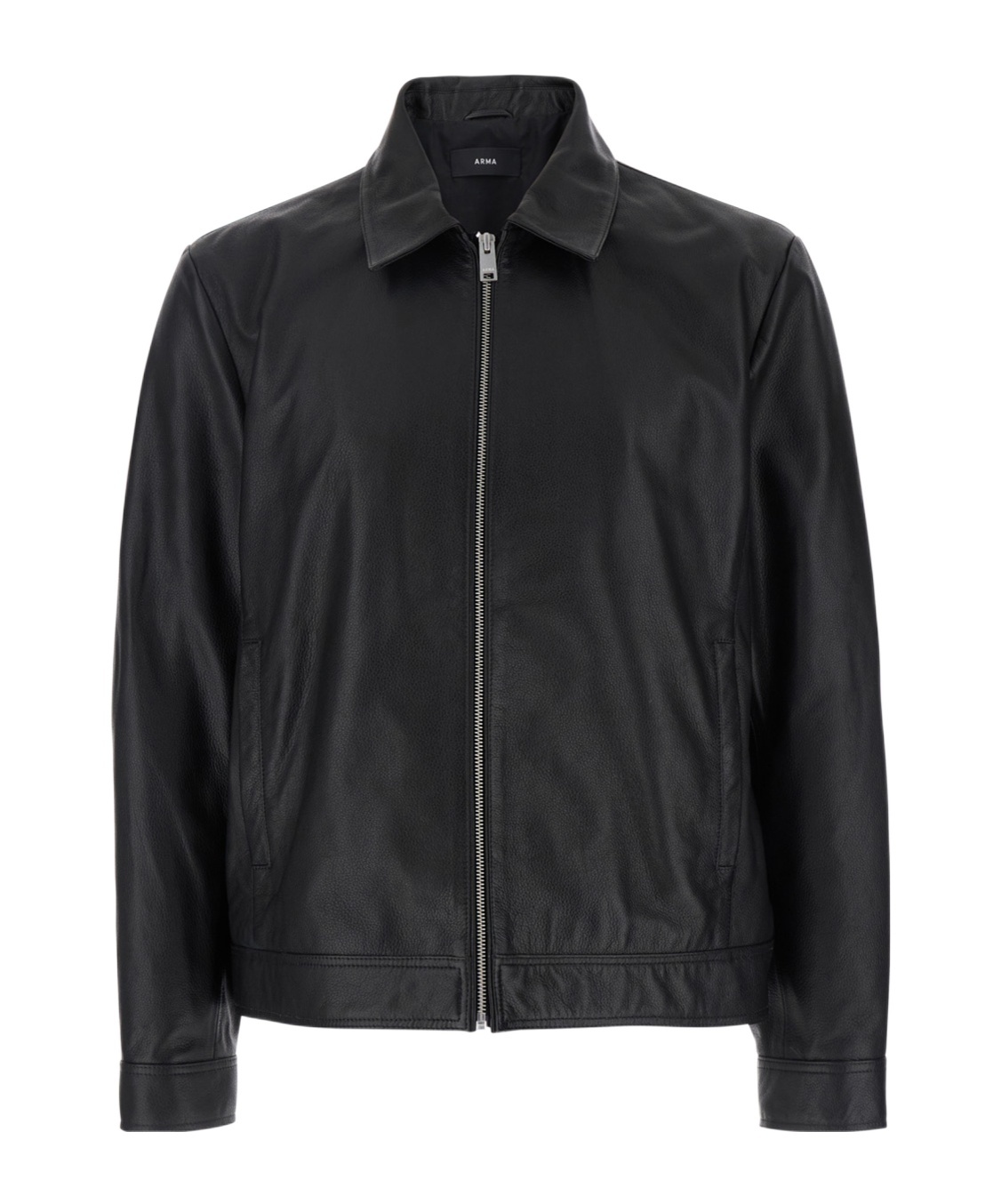 Arma Wani Black Jacket With Classic Collar In Leather Man In Black