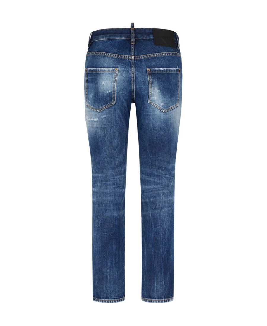 Dsquared2 Boston Logo-patch Cropped Jeans In Blue