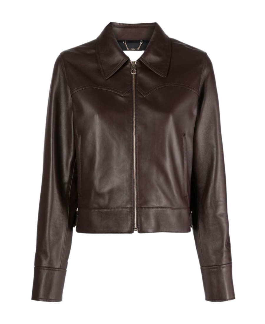Chloé Nappa Leather Bomber Jacket In Black