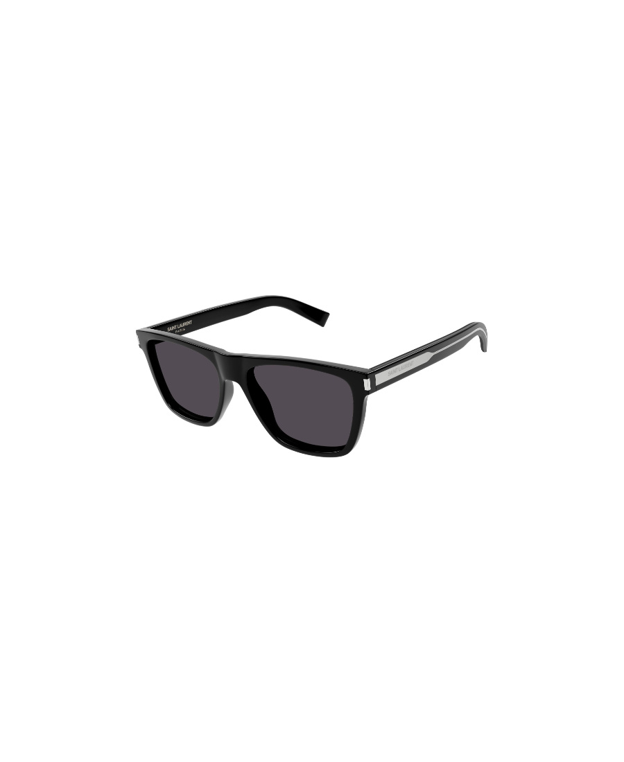 Saint Laurent Logo-engraved Square-frame Sunglasses In Black