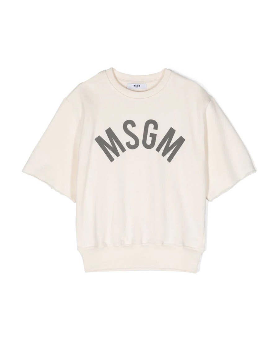 Msgm Logo-print Short-sleeve Sweatshirt In White