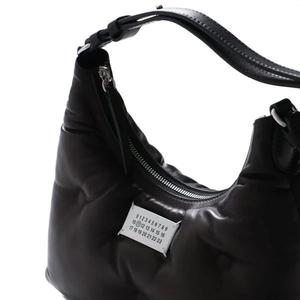 Maison Margiela Black Nappa Leather Small Glam Slam Hobo Shoulder Bag In Black