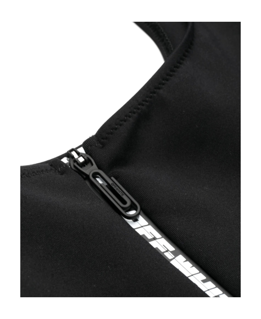 Off-white Logo-print Zip-up Swimsuit In Black