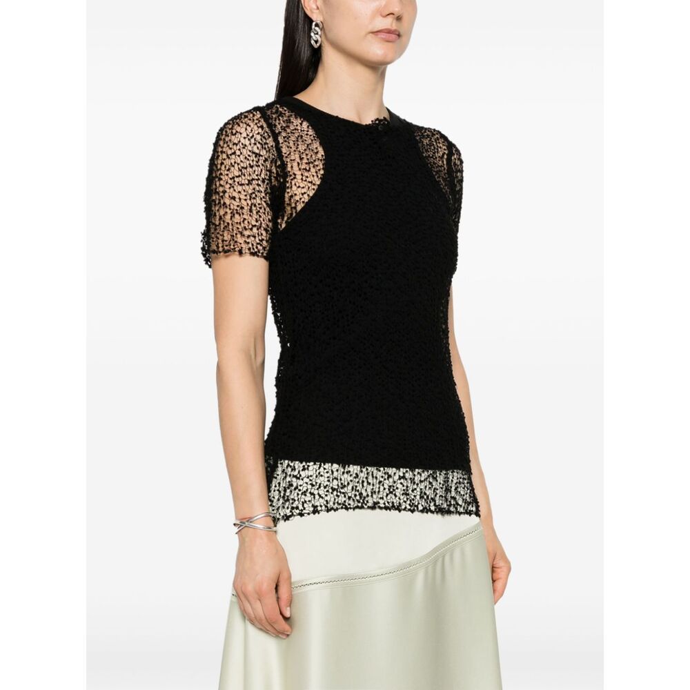 Maison Margiela Sheer Fabric Top With Polka Dot Embroidery In Gray