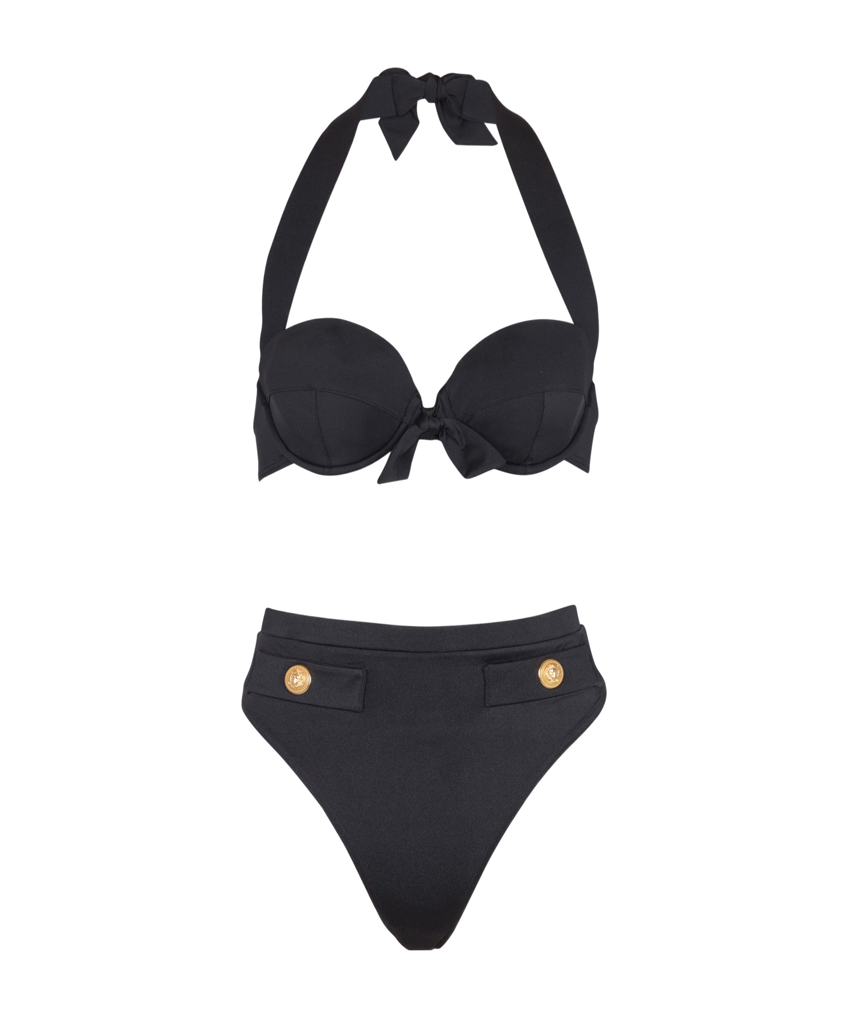 Balmain Embossed-buttons Bikini In Black