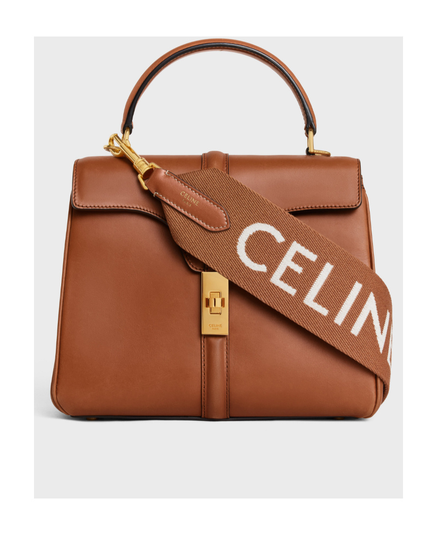 Celine Wool Jacquard Long Shoulder Strap In Brown