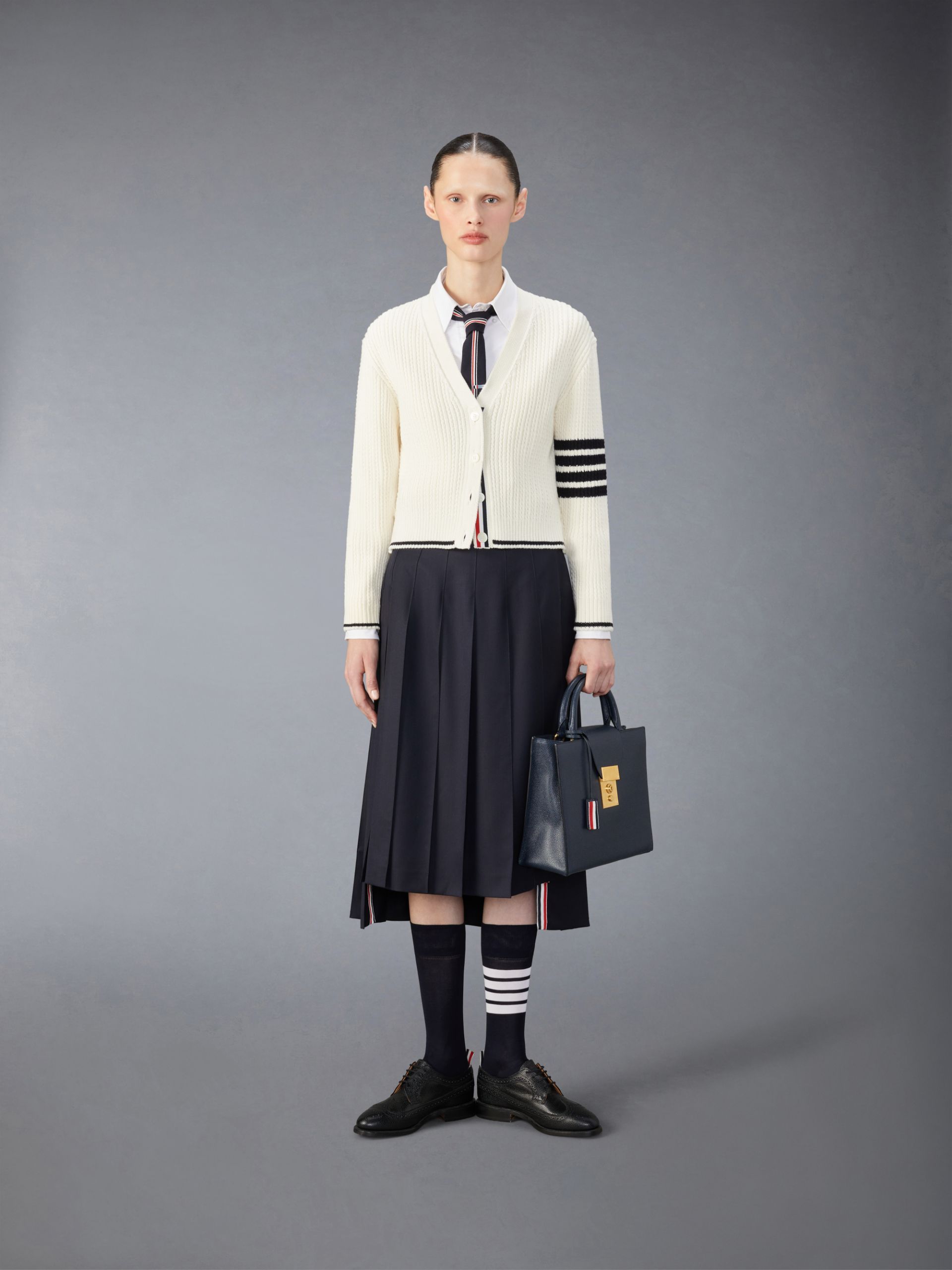 Thom Browne 4bar Cardigan In White