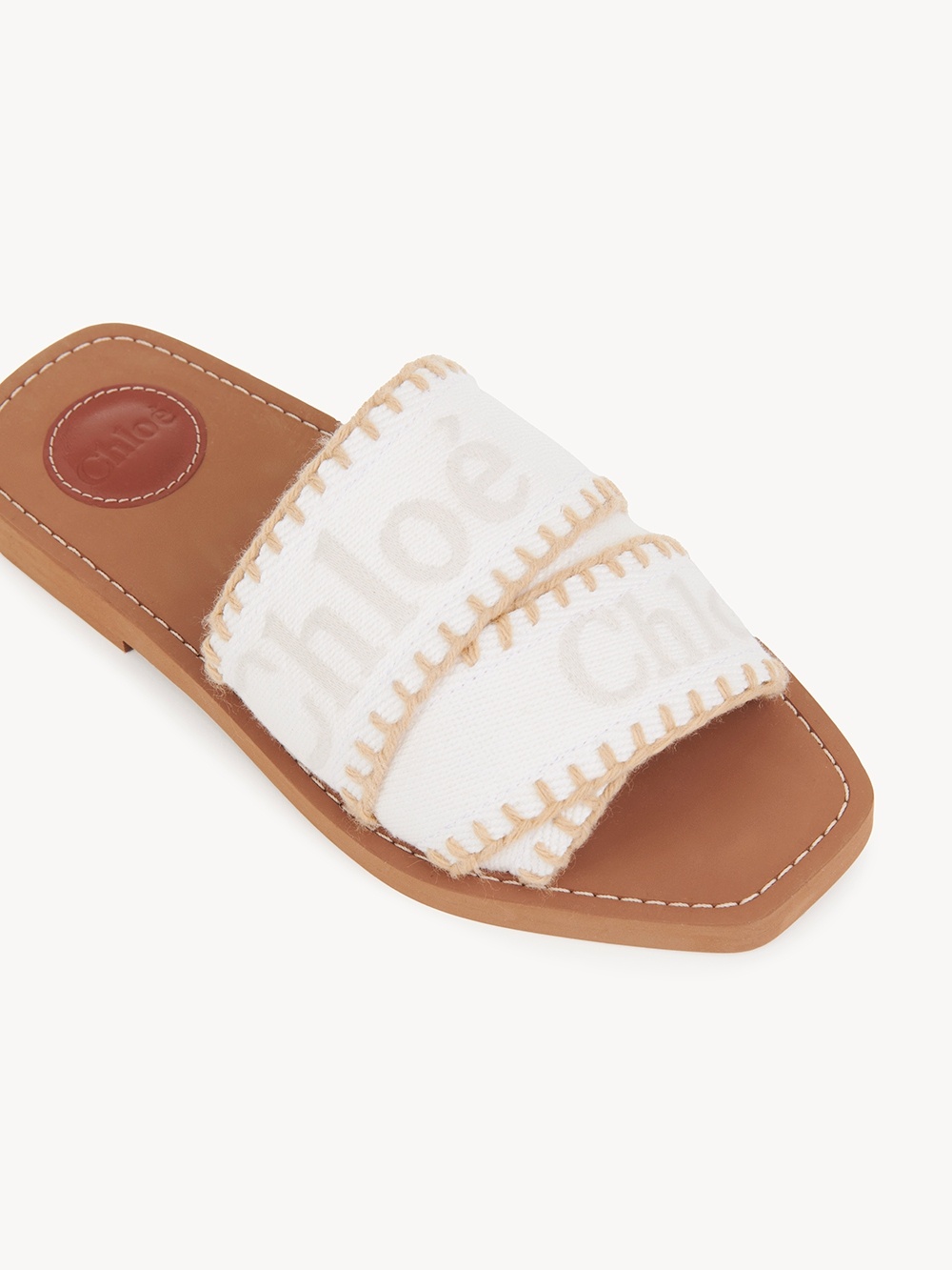 Chloé Beige Woody Sandals In White