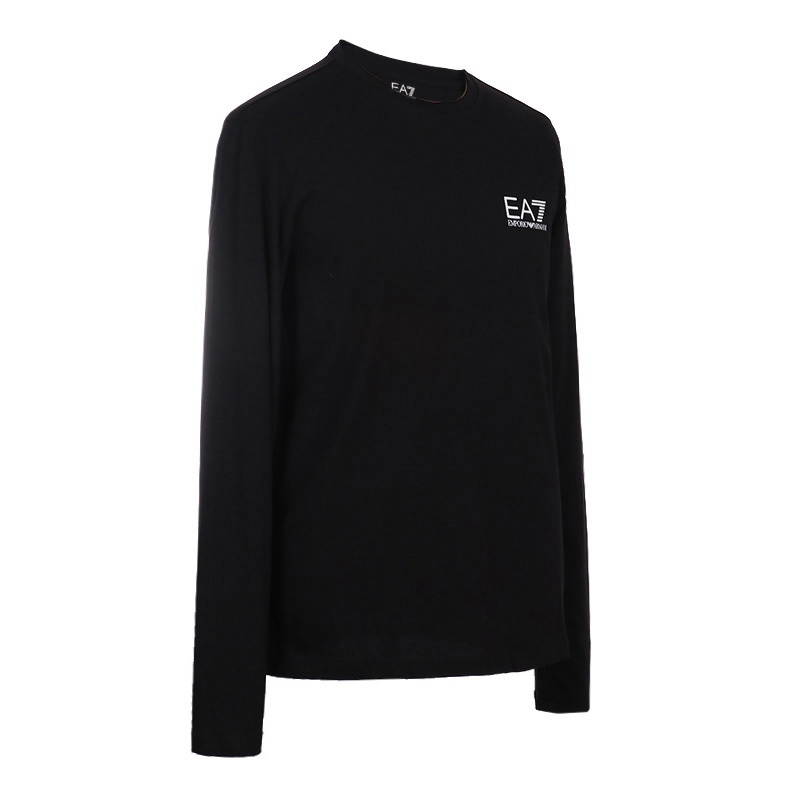 Ea7 Logo T-shirt With Round Neck In Black