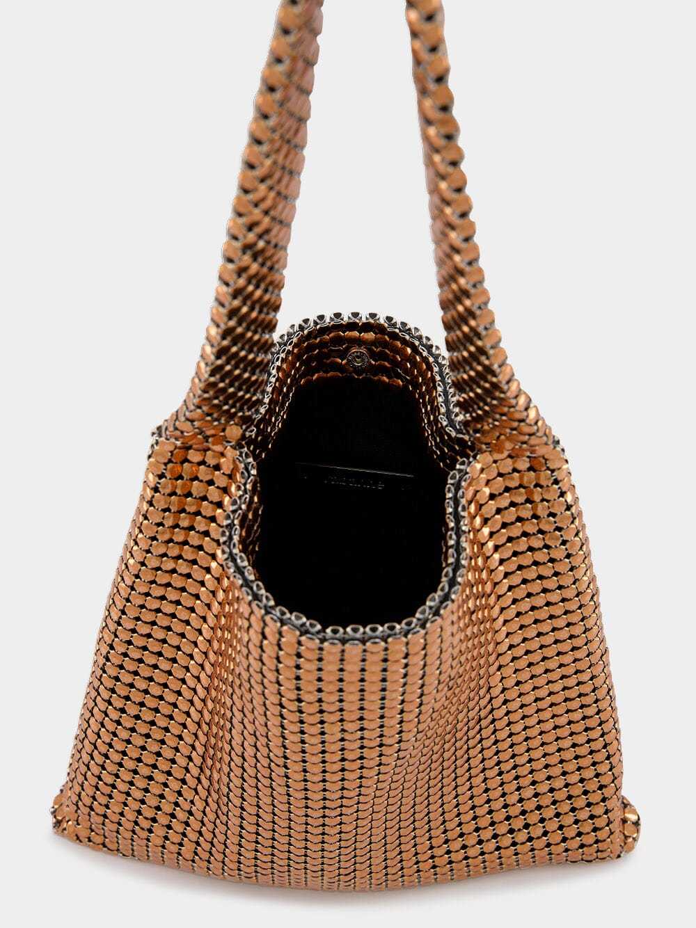 Rabanne Pixel Chainmail Tote Bag In Brown