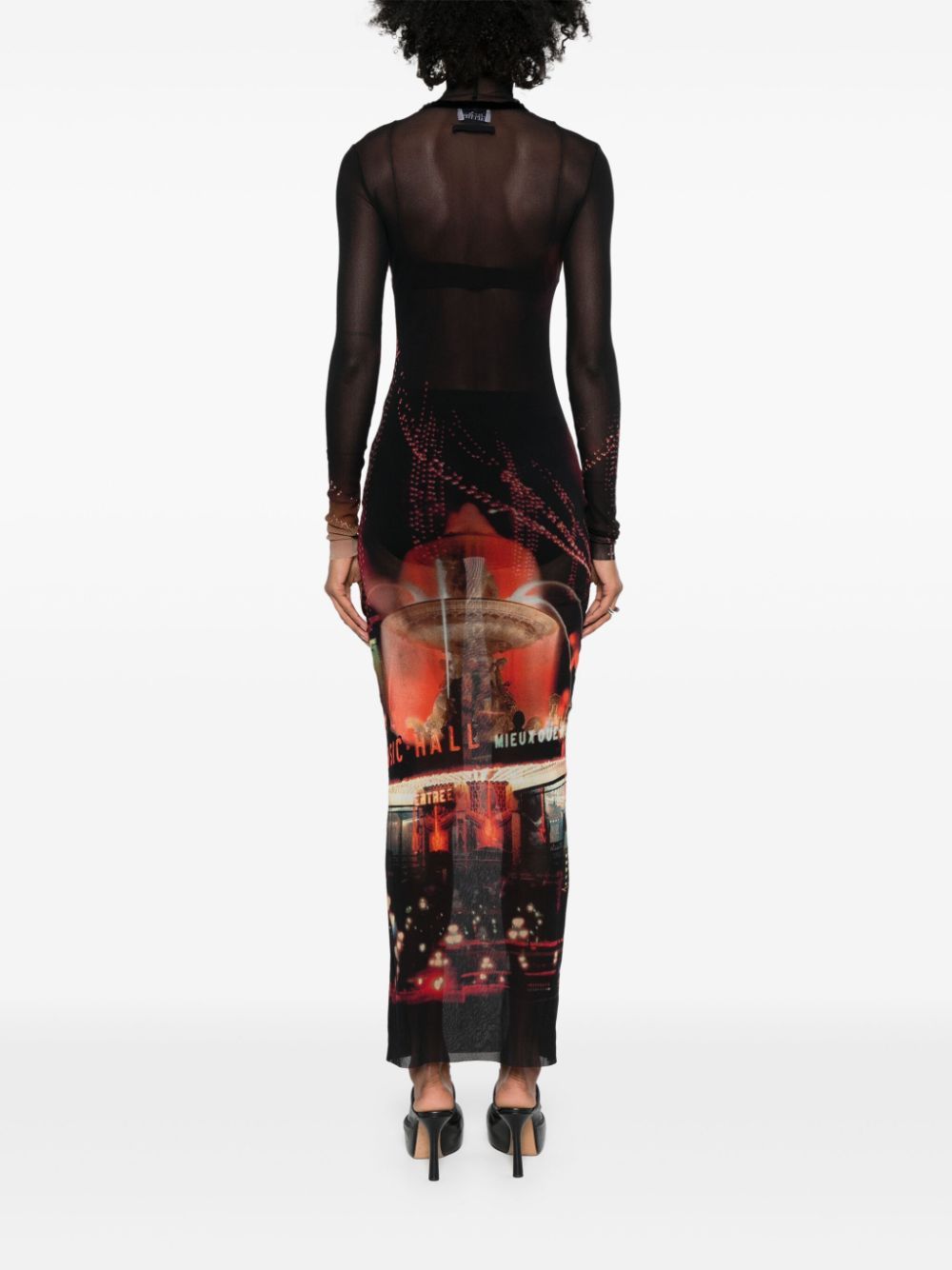 Shop Jean Paul Gaultier Pigalle-print Tulle Maxi Dress In Black