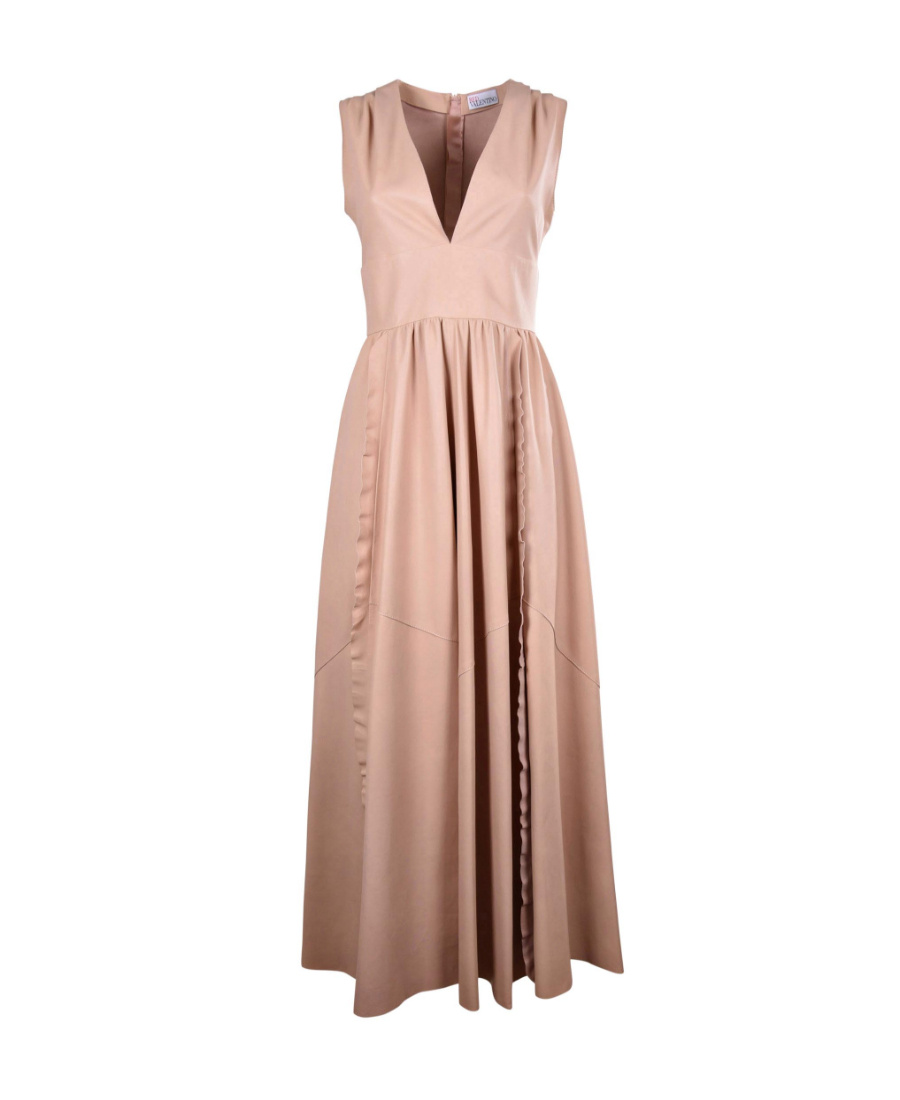 Red Valentino Sleeveless V-neck Long Dress In Brown