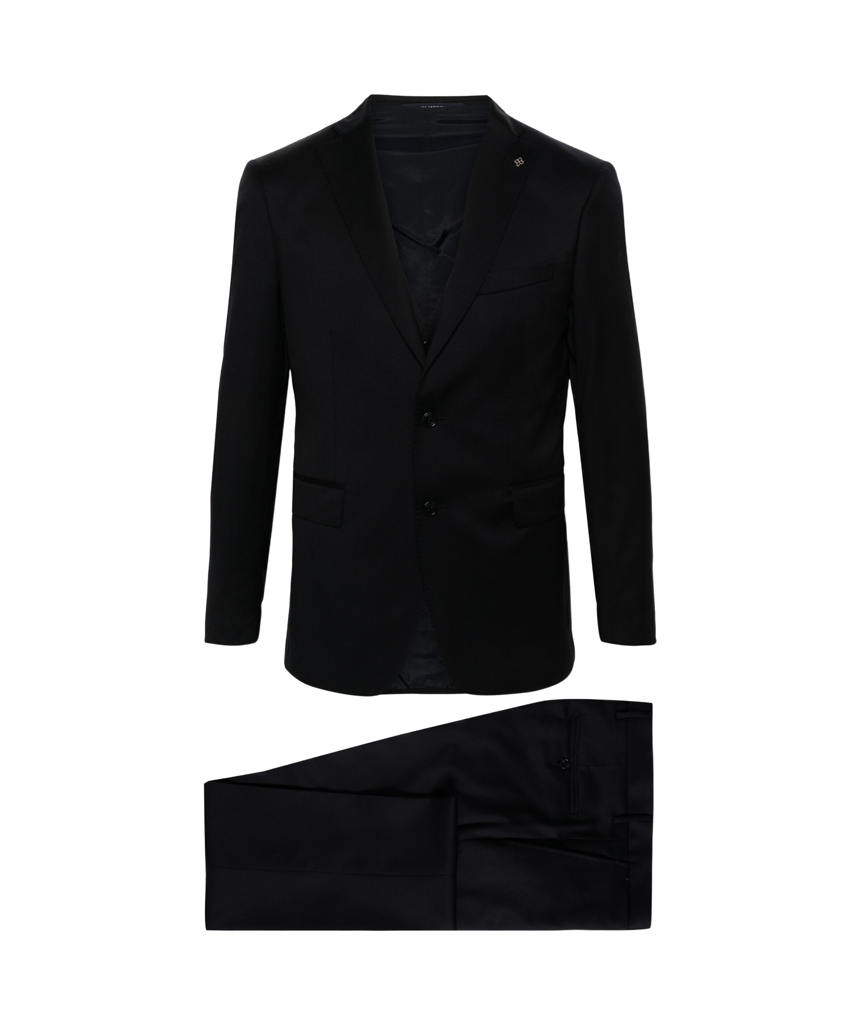 Tagliatore Logo-appliqué Virgin Wool Single-breasted Suit In Black