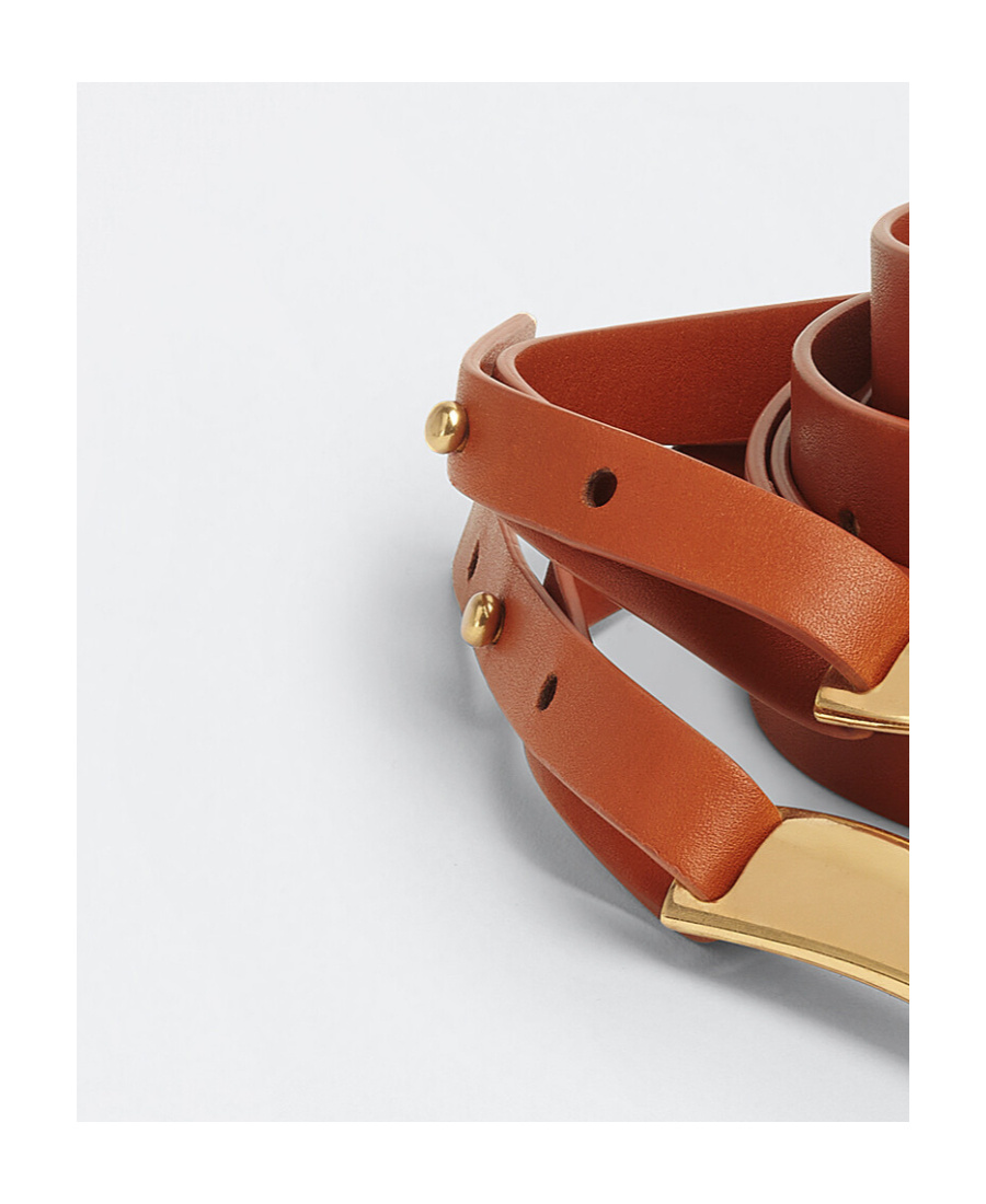 Bottega Veneta Double-strap Leather Belt In Brown