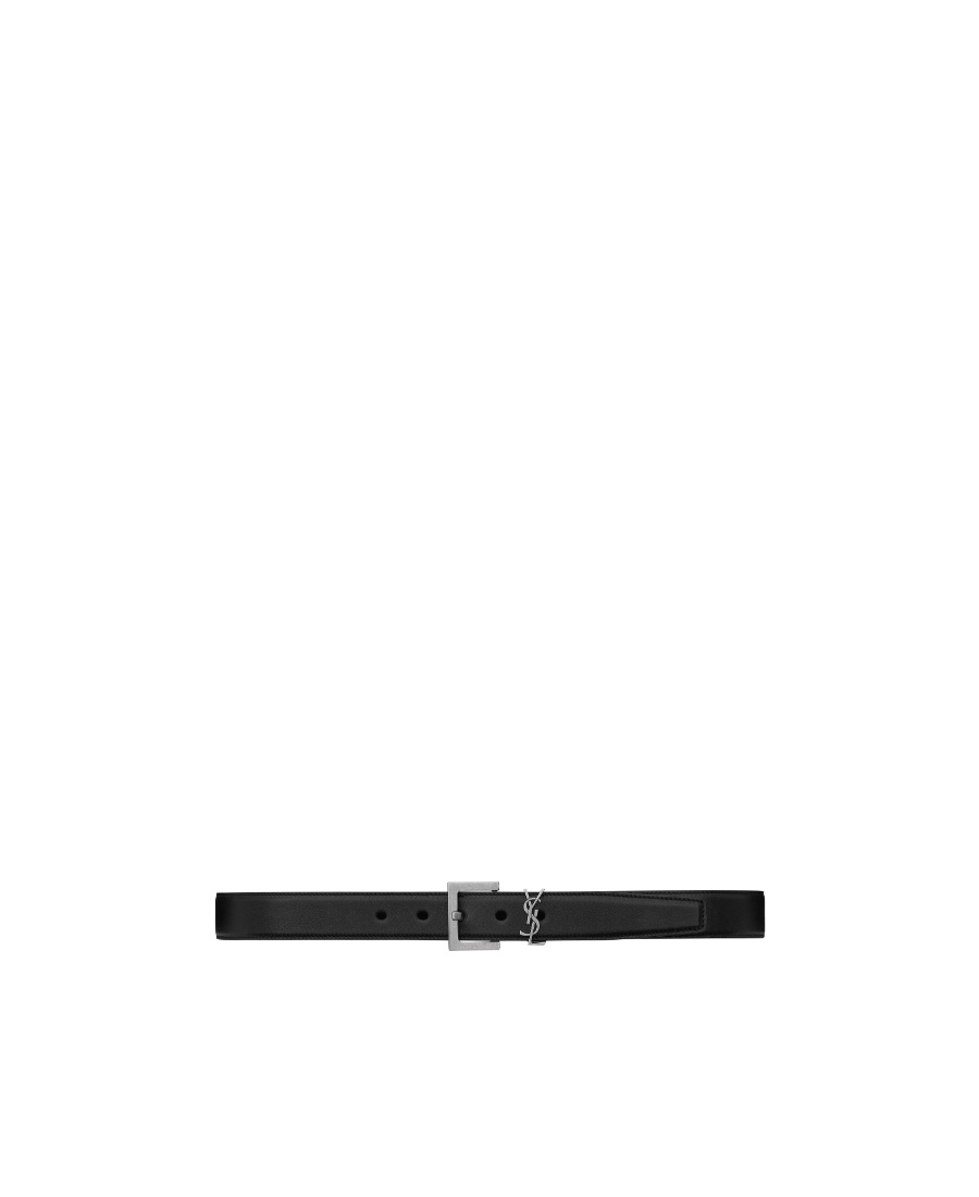 Saint Laurent Monogram Square-buckle Belt In Black