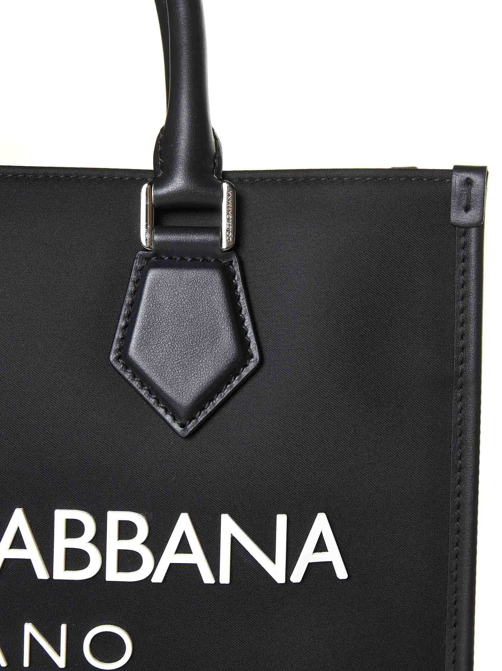 Dolce & Gabbana Logo-embossed Canvas Tote Bag In Black