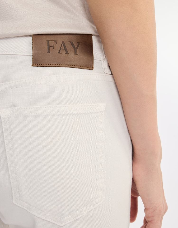 Fay Straight-leg Beige Pants With Flared Hem In White