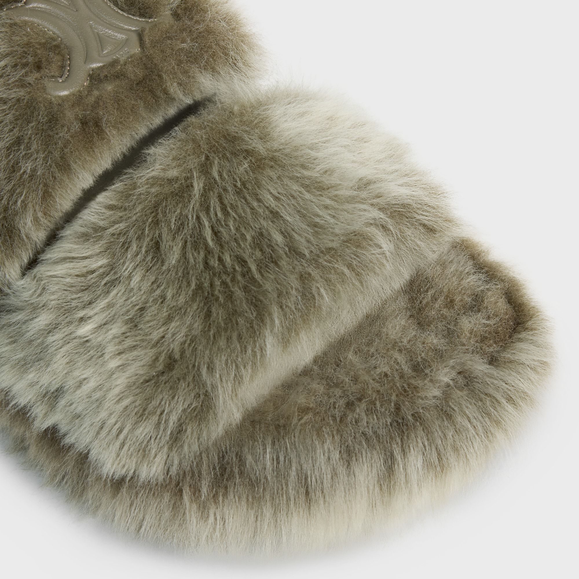 Celine Triomphe Shearling Slipper In Brown