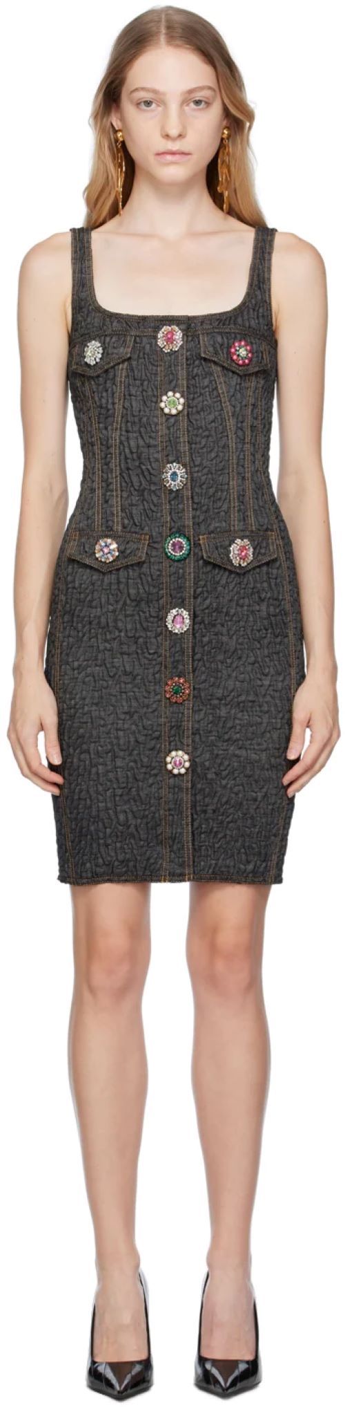 Moschino Women's Sleeveless Quilted & Bead-embellished Dress In Black