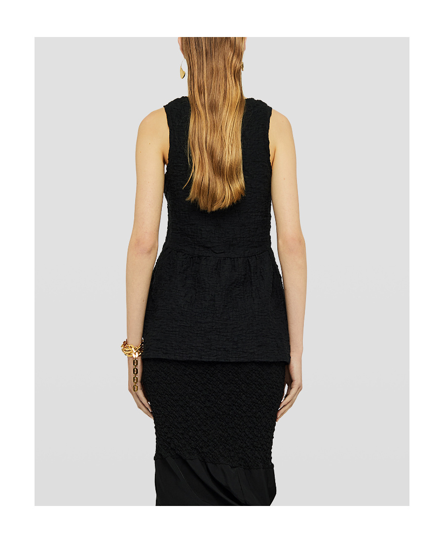 Jil Sander Crinkled Flared Top In Black